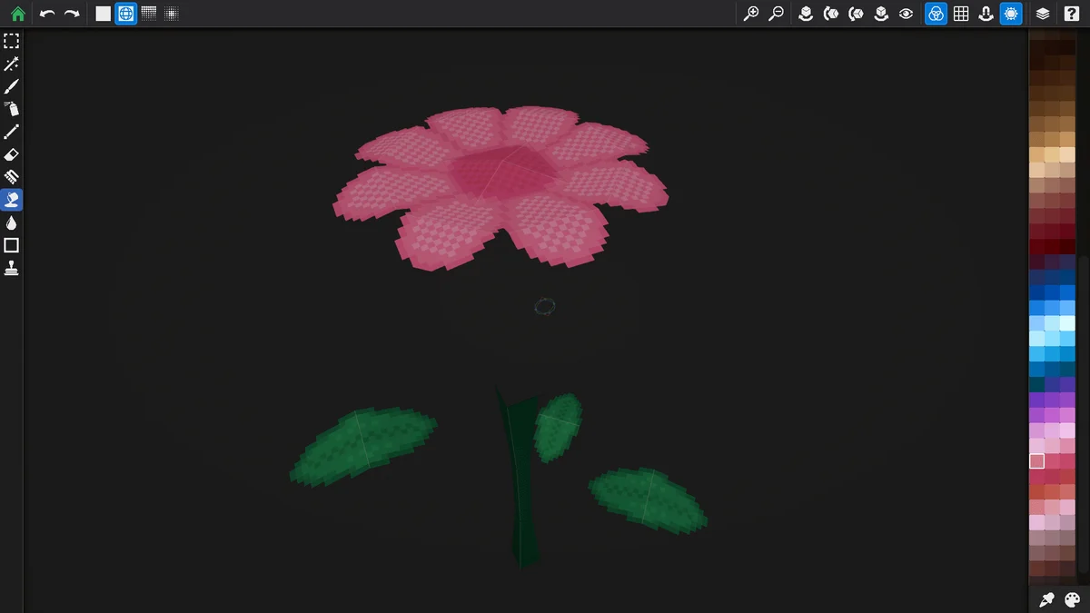 Exploded view of a flower model being painted