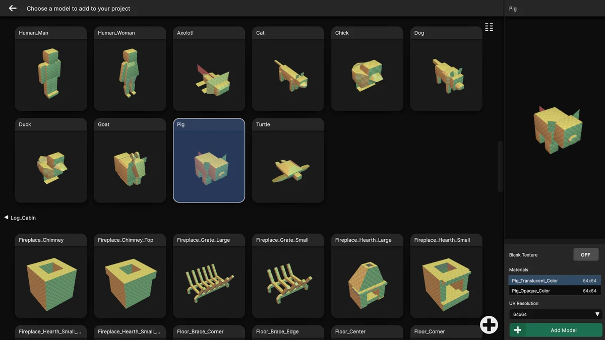 The built-in model library